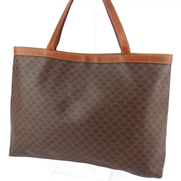 CELINE tote bag macadam beige PVC ?~ leather Authentic - Picture 1 of 9